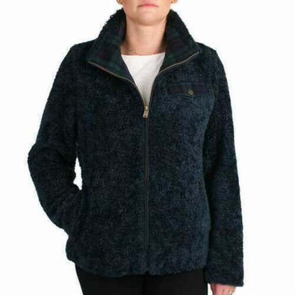 navy blue fuzzy jacket